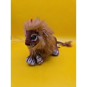 Vintage Realistic LION WILD CAT Plush Animal Genish International